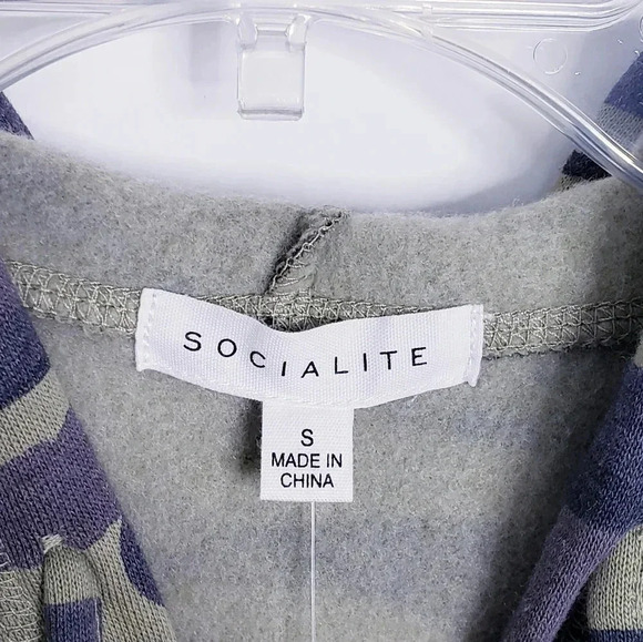 Socialite Jacket Hoodie Camo Green Multi-Color Pullover Fleece Lined Long Sleeve - Picture 11 of 13